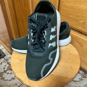 Adidas Men's Dark Green and White Sneakers